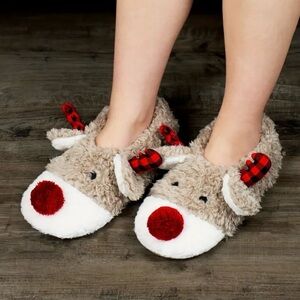 Plush Reindeer Slippers